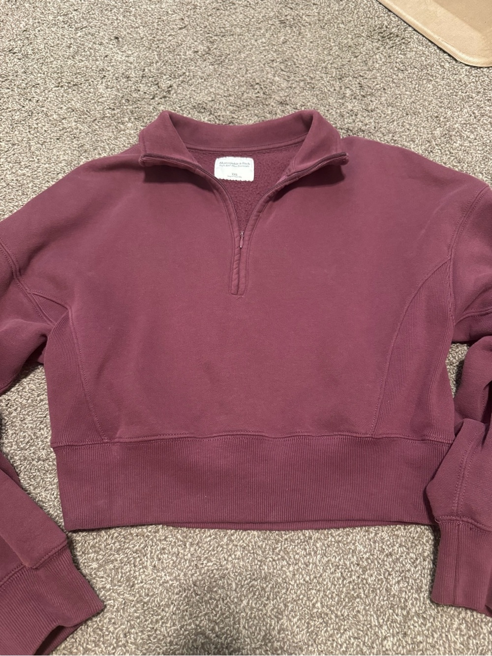 Abercrombie & Fitch Mauve Quarter-Zip Cropped Sweatshirt